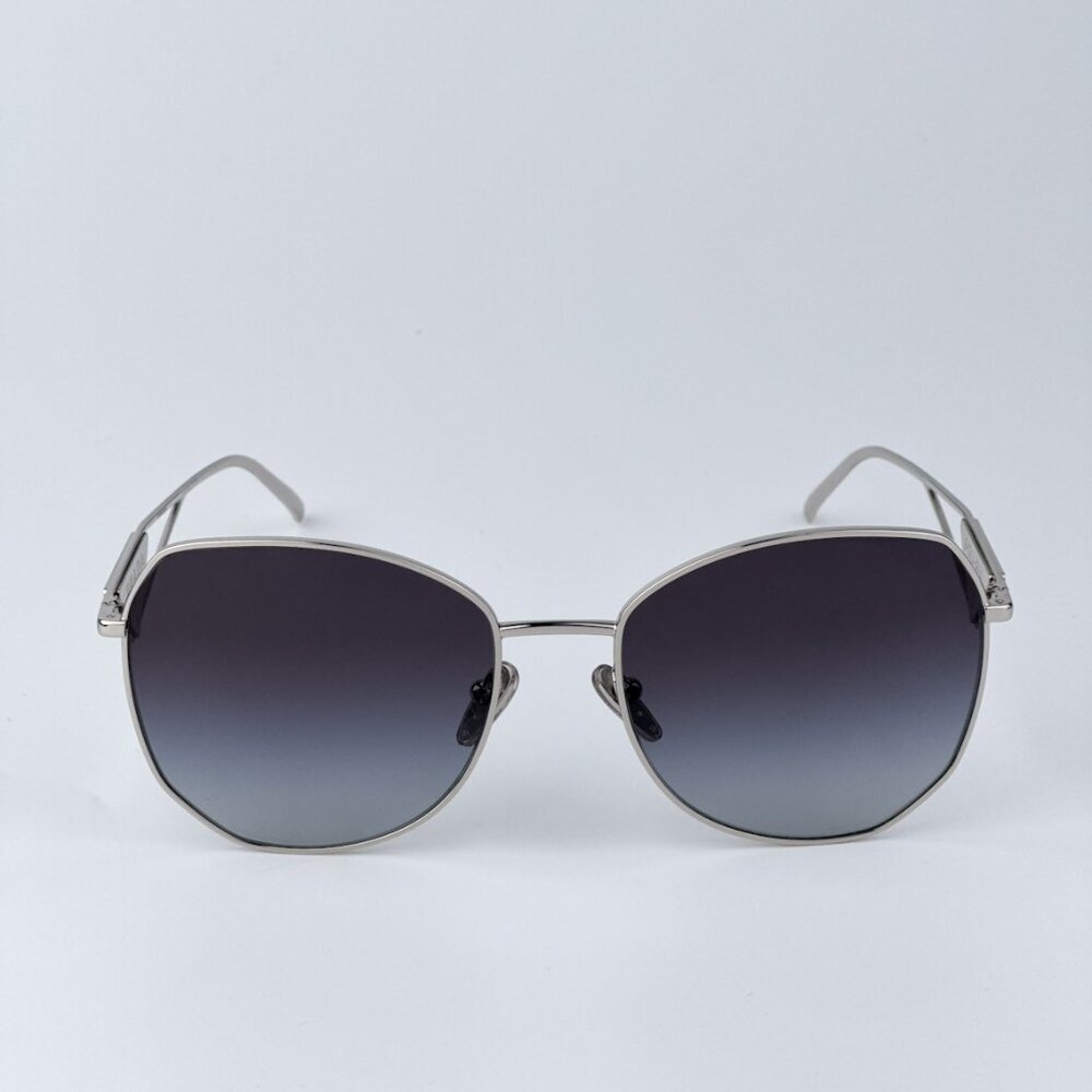 Prada Women BRAND NEW Sunglasses Silver Grey Gradient Geometric PR57YS 1BC5D1 - Picture 4 of 11